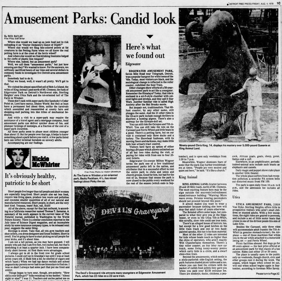 Aug 1978 article on mich amusement parks Bob-Lo Island, Amherstburg